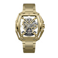 CIGA Design Hunter Vintage Skeleton Automatic Watch – Sand Gold front view on steel bracelet