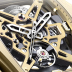 CIGA Design Hunter Vintage Skeleton Automatic Watch – Sand Gold skeleton dial macro