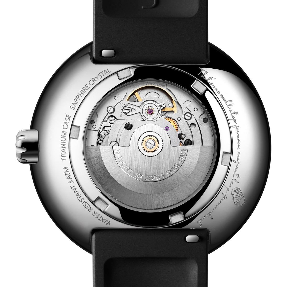 CIGA Design Moon Walker Titanium Automatic Watch – caseback showing the automatic movement