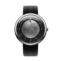 CIGA Design Moon Walker Titanium Automatic Watch – front view of the lunar dial on black strap