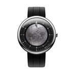 CIGA Design Moon Walker Titanium Automatic Watch – front view of the lunar dial on black strap