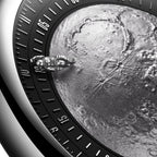 CIGA Design Moon Walker Titanium Automatic Watch – macro of the astronaut hand over the engraved Moon