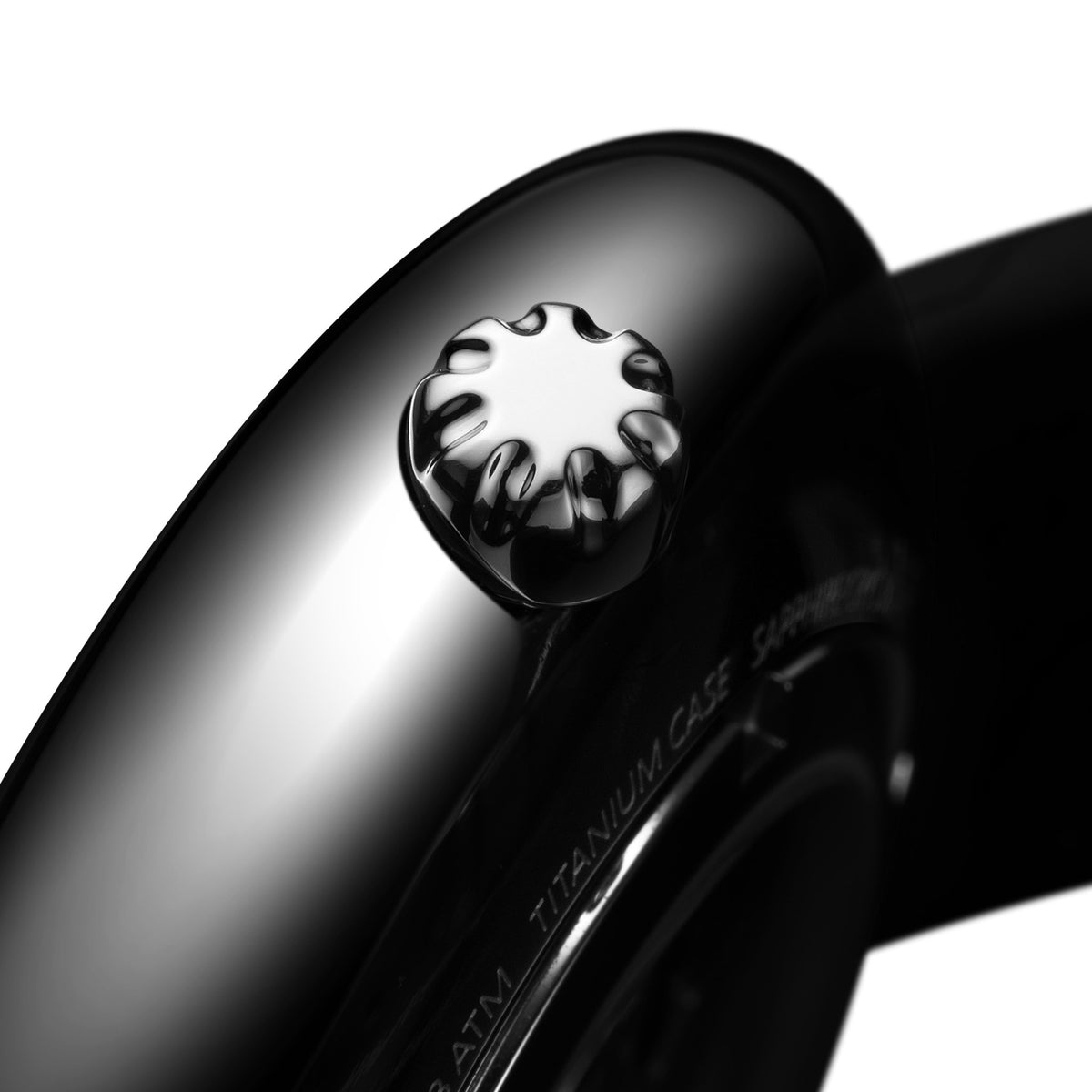 CIGA Design Moon Walker Titanium Automatic Watch – polished titanium crown close-up