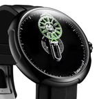 CIGA Design Time Cipher Wandering Hour Automatic Watch – Carbon angled view of the wandering-hour display