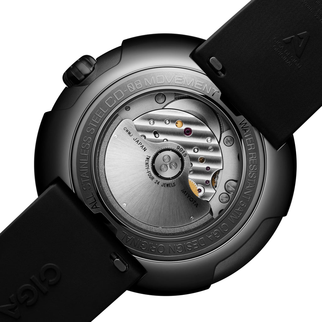 CIGA Design Time Cipher Wandering Hour Automatic Watch – caseback showing the CD-08 automatic movement