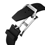 CIGA Design Time Cipher Wandering Hour Automatic Watch – folding buckle on black fluororubber strap