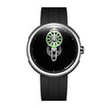CIGA Design Time Cipher Wandering Hour Automatic Watch – Silver front view of the wandering-hour dial