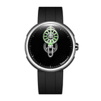 CIGA Design Time Cipher Wandering Hour Automatic Watch – Silver front view of the wandering-hour dial