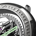 CIGA Design Vector Racing Skeleton Automatic Watch – layered racing bezel macro