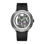 CIGA Design Vector Racing Skeleton Automatic Watch – Titanium front view on woven fluororubber strap