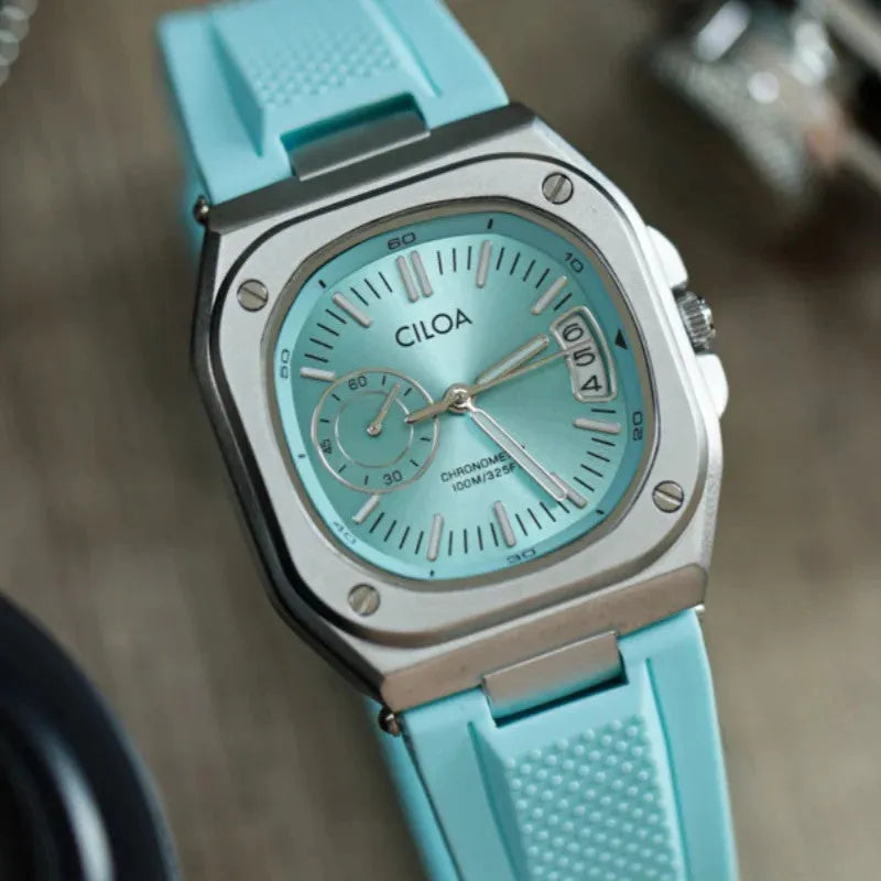 CILOA 505 Women's Light Luxury Niche Art Women's Mini Watch with blue rubber dial