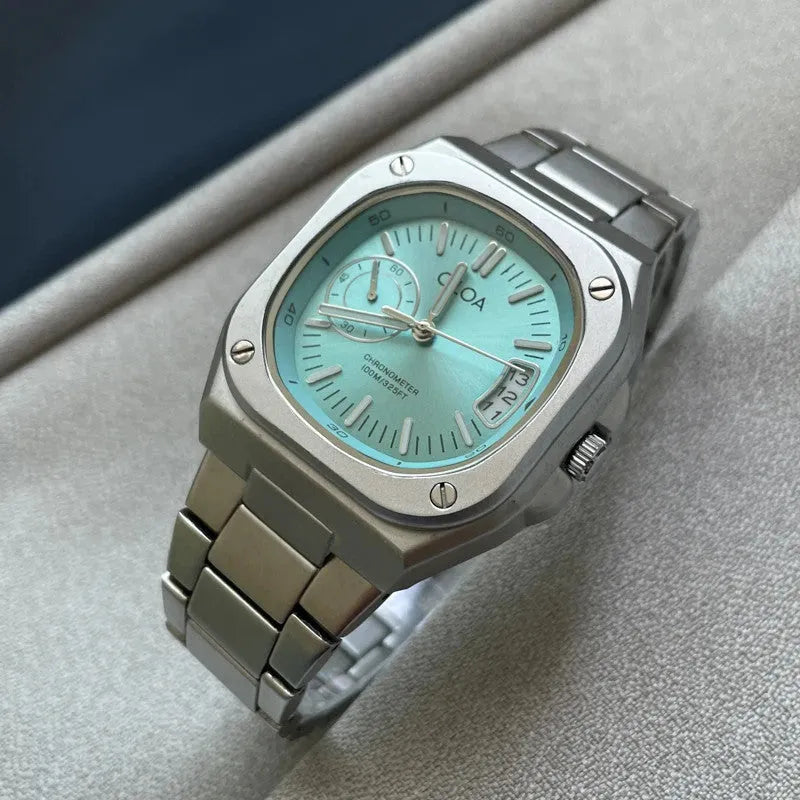 CILOA 505 Women's Light Luxury Niche Art Women's Mini Watch with sky blue rubber dial, lifestyle shot