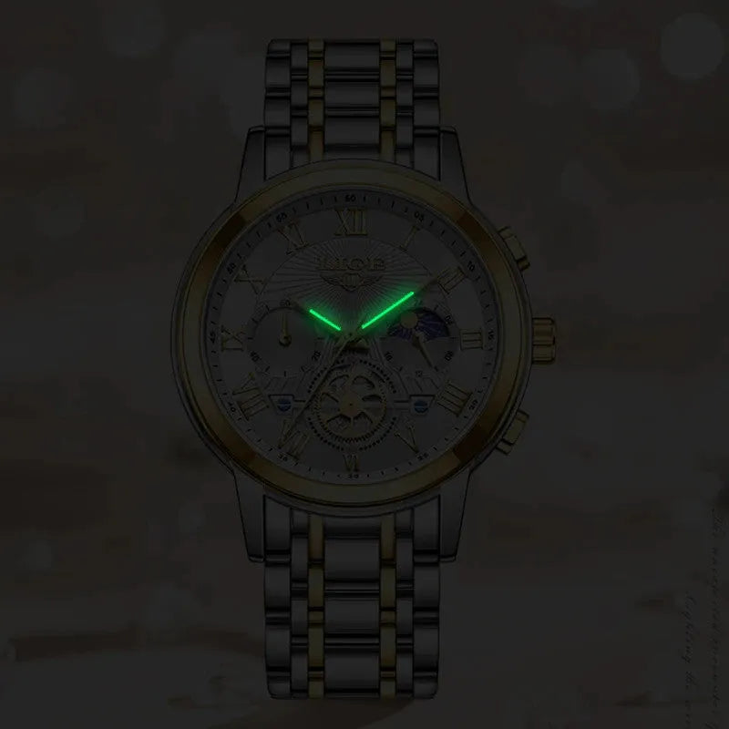 LIGE luxury watch luminous hand glow demonstration in low light