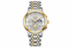 LIGE luxury watch with white dial and two-tone silver gold case, front view