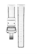 White alligator-embossed leather watch strap with folding deployant clasp – Lucky Harvey White Tiger