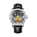 Lucky Harvey ZLS103-1 honey bee automatic watch with silver case and black dial, front view