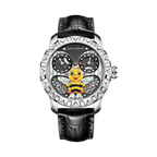 Lucky Harvey ZLS103-1 honey bee automatic watch with silver case and black dial, front view