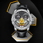 Lucky Harvey ZLS103-1 honey bee automatic watch displayed on hexagonal honeycomb scene with yellow accents