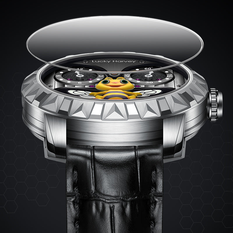 Lucky Harvey ZLS103-1 honey bee automatic watch side profile showing case and crown