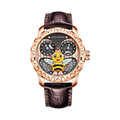 Lucky Harvey ZLS103-2 rose gold honey bee automatic watch with brown leather strap, front view