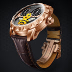 Lucky Harvey ZLS103-2 rose gold bee automatic watch three-quarter side profile with crown and clasp visible
