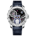 Lucky Harvey ZLS104-1 silver owl automatic watch with starry dial, front view