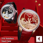 Lucky Harvey ZLS201-1 silver and gold rabbit watches together highlighting 316 stainless steel case