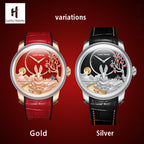 Lucky Harvey ZLS201-1 rabbit watch variations showing gold and silver versions side by side