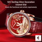Lucky Harvey ZLS201-1 rabbit watch close-up of 925 sterling silver enamel dial decoration