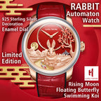 Lucky Harvey ZLS201-1 rabbit automaton watch lifestyle scene highlighting enamel dial and limited edition