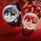 Lucky Harvey ZLS201-2 silver and rose gold rabbit limited edition watches shown side by side