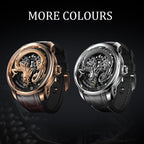 Lucky Harvey ZLS202-1 dragon automatic watch in rose gold and silver colour options side by side