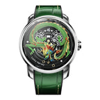 Lucky Harvey ZLS202-3 green dragon automatic watch with black dial, front view on white background