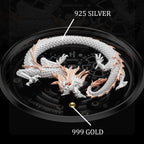 Lucky Harvey ZLS202-4 dragon watch dial detail with 925 silver dragon and 999 gold bead callouts