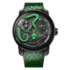 Lucky Harvey ZLS203-1 green snake automatic watch with skeleton dial, front view