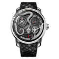 Lucky Harvey ZLS203-2 silver snake automatic watch with black dial, front view