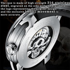 Lucky Harvey ZLS204-2 skull automatic watch caseback with exclusive LH001 movement and 316 stainless steel