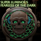 Lucky Harvey ZLS204-2 skull automatic watch glowing green in the dark with super luminous dial