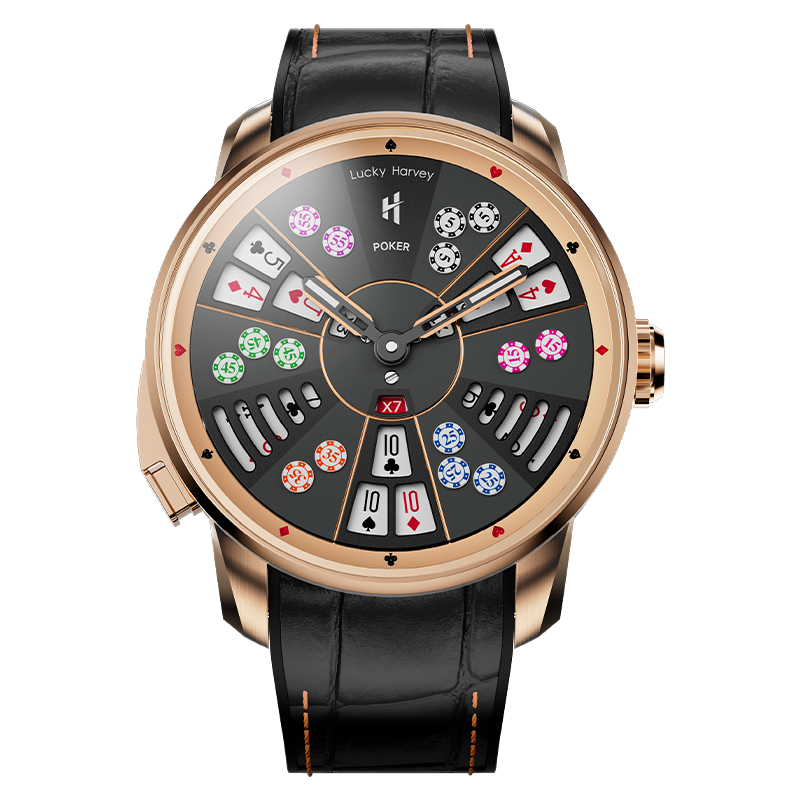Lucky Harvey ZLS301-1 Three Card Poker rose gold automatic watch, front view