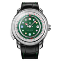 Lucky Harvey ZLS302-1 silver case green poker roulette automatic watch - front
