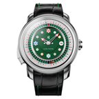 Lucky Harvey ZLS302-1 silver case green poker roulette automatic watch - front