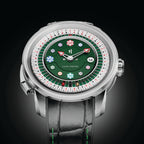 Lucky Harvey ZLS302-1 silver case green poker roulette automatic watch - lifestyle 1