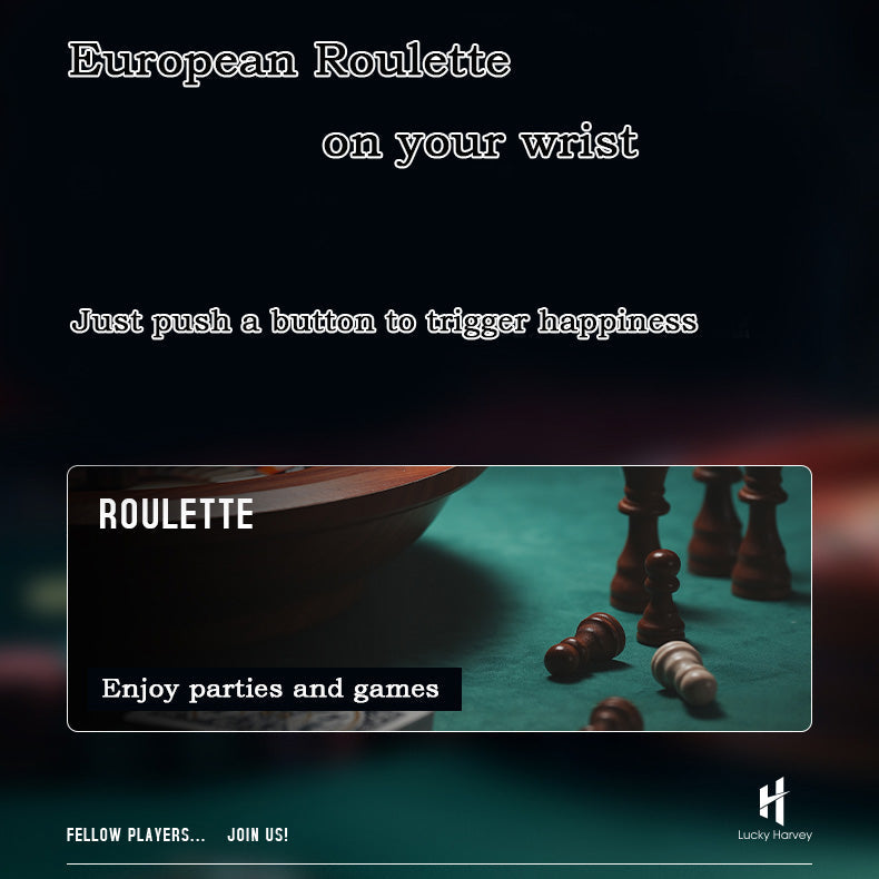 Lucky Harvey ZLS302-2 European Roulette themed lifestyle banner with chess pieces and roulette wheel