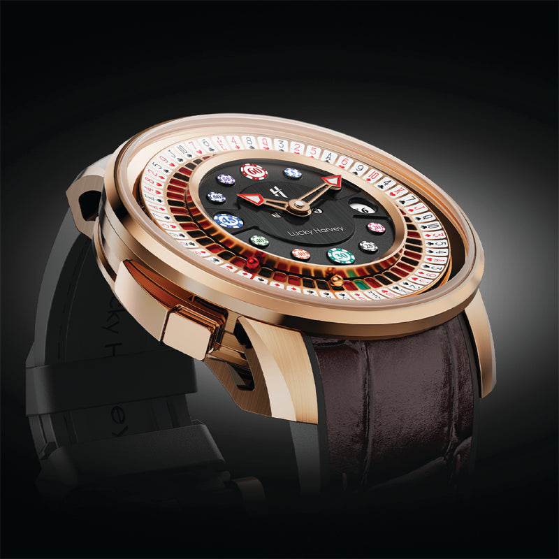 Lucky Harvey ZLS302-2 Rose Gold Black Poker Roulette Automatic Watch – image 3 of 7