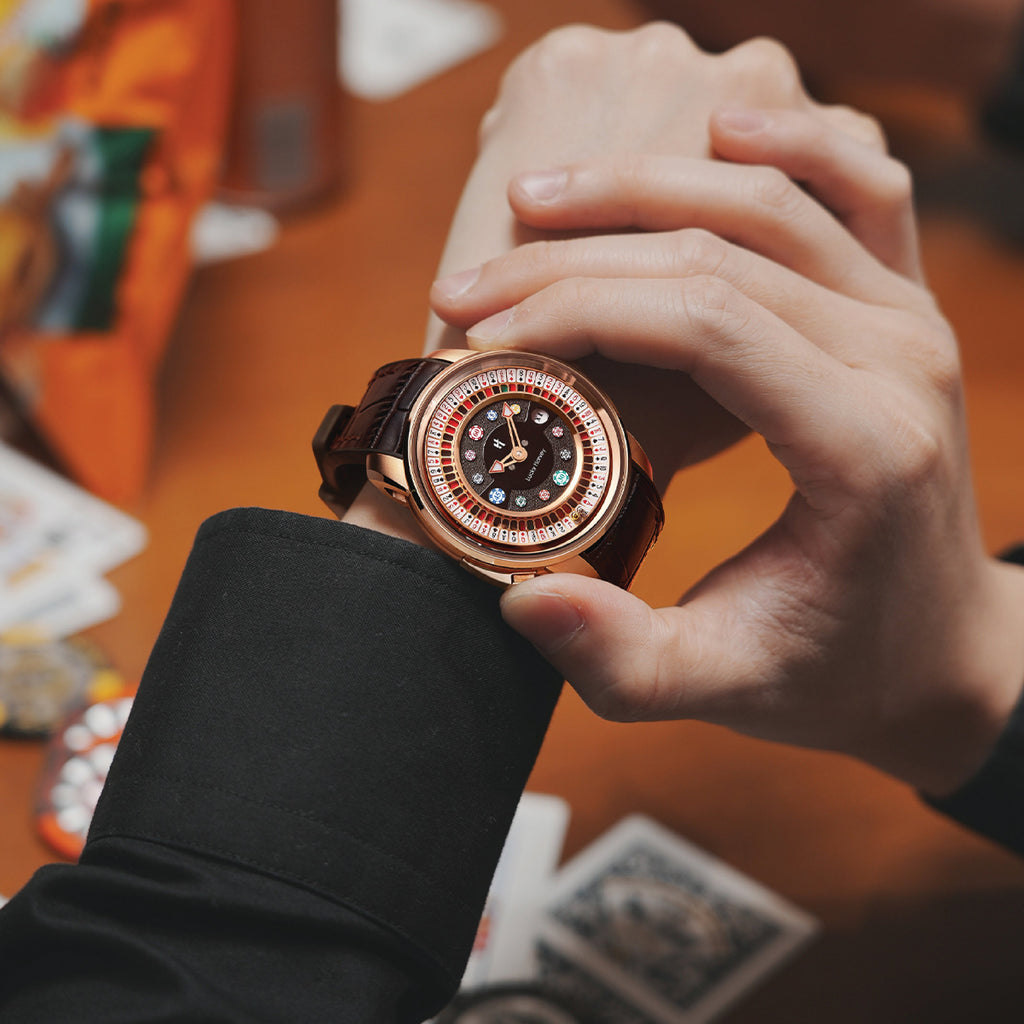 Lucky Harvey ZLS302-2 Rose Gold Black Poker Roulette Automatic Watch – image 4 of 7