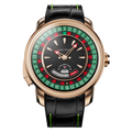 Lucky Harvey ZLS303-1 European Roulette automatic watch with rose gold case and black dial, front view