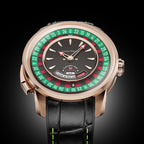 Lucky Harvey ZLS303-1 European Roulette automatic watch, three-quarter angle on dark backdrop