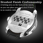 Lucky Harvey ZLS303-2 European Roulette automatic watch brushed steel caseback with engraved betting layout