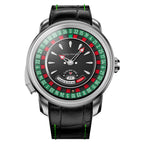 Lucky Harvey ZLS303-2 European Roulette automatic watch with black dial and silver case, front view