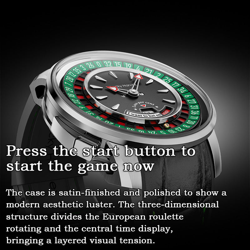 Lucky Harvey ZLS303-2 European Roulette automatic watch side three-quarter view with satin-finished case